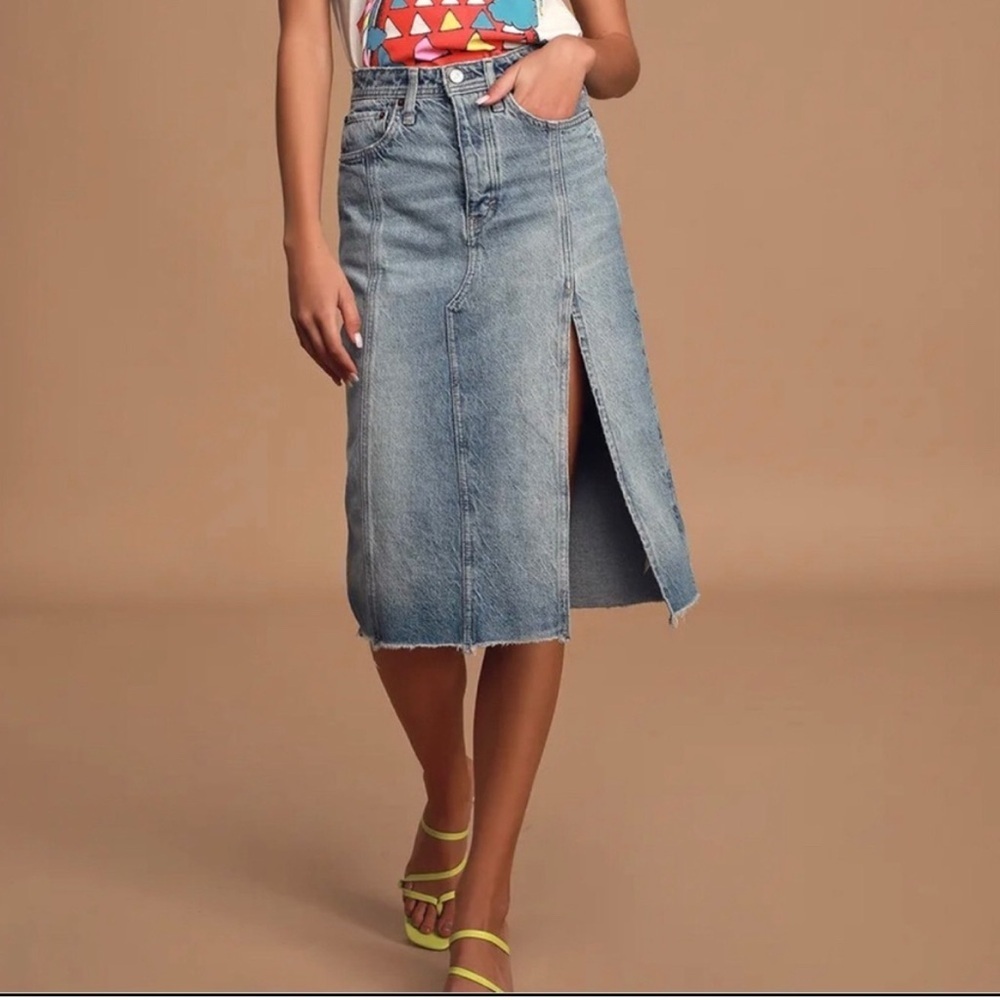We The Free Size 30 denim Midi Skirt with Front Slit